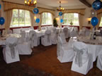 Pyewipe Inn, White Chair Cover Silver Organza Sash